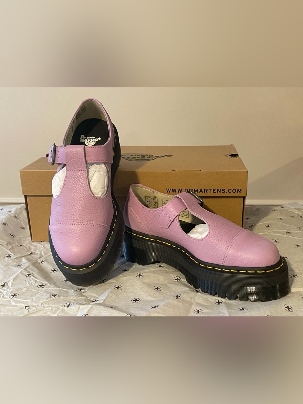 NIB Dr. Martens Lilac Bethan Pisa T-Bar Platform Mary Jane